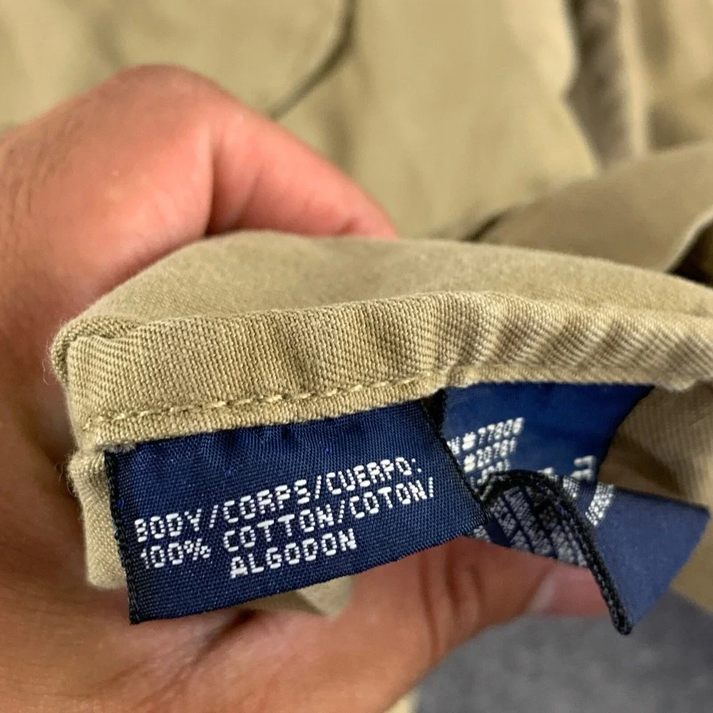 VTG Tommy Hilfiger Chore Jacket Men Small Beige Safari Utility Y2K Baggy